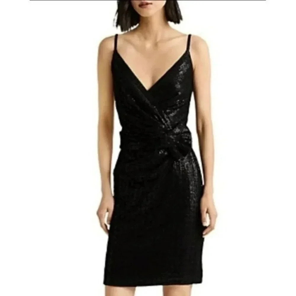 NWT Lauren Ralph Lauren Women's Sleeveless Crossover  Dress Size 6 MSRP $145